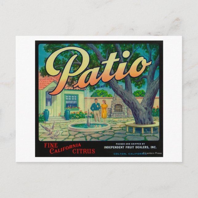 Carte Postale Patio Orange LabelColton, CA (Devant)