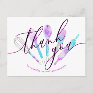Carte Postale Pâtisserie chef boulangerie ustensiles holographiq