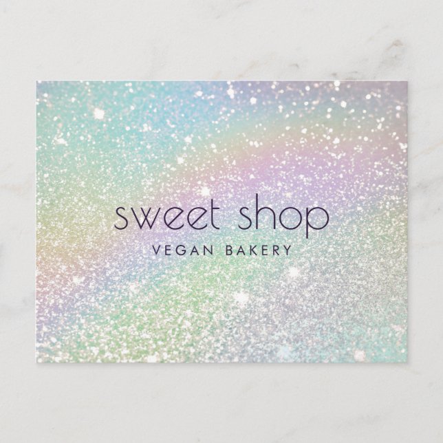 Carte Postale Pâtisserie Paillettes Holographiques, Friandises (Devant)