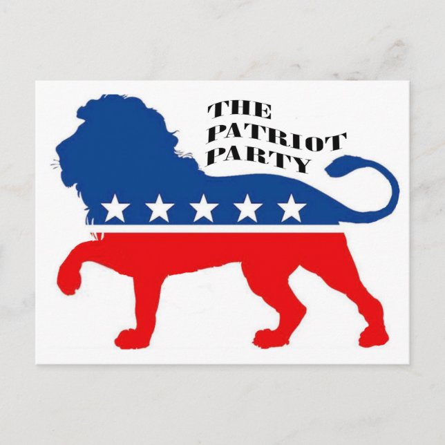 CARTE POSTALE PATRIOT PARTY LION STARS AND STRIPES USA (Devant)