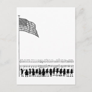 Carte Postale Patriotes et drapeau Brownie en silhouette