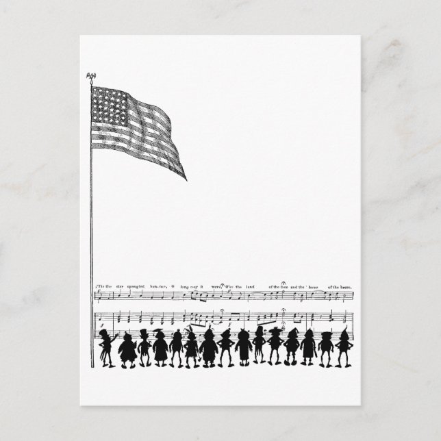 Carte Postale Patriotes et drapeau Brownie en silhouette (Devant)