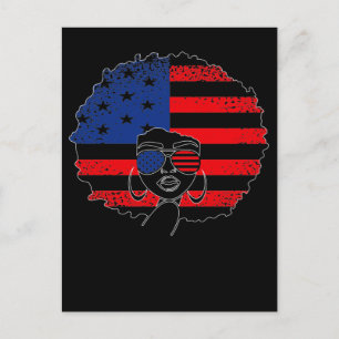 Carte Postale Patriotic African American Woman 4th of July