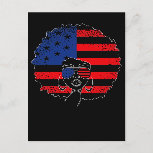 Carte Postale Patriotic African American Woman 4th of July (Devant)