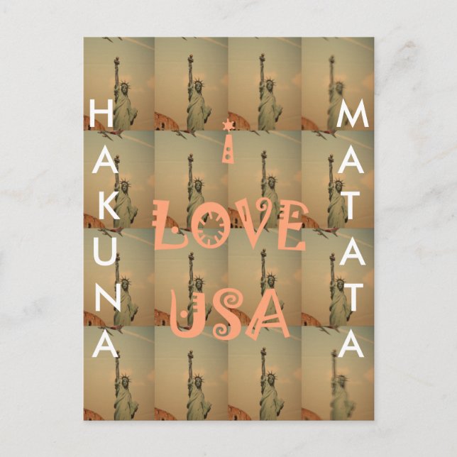 Carte Postale Patriotic Pop Art : "I Love USA" Graphisme Art Des (Devant)