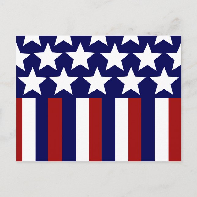 Carte Postale Patriotic Stars Stripes Freedom Drapeau 4 juillet (Devant)