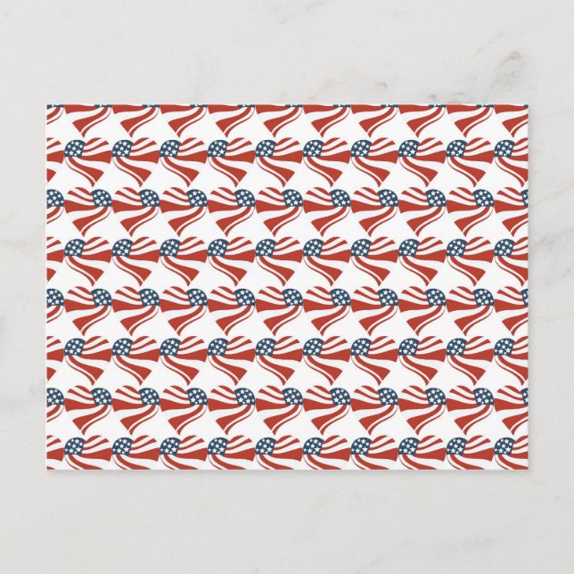 Carte Postale Patriotic Stars Stripes Freedom Flag Hearts 4th of (Devant)