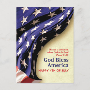 Carte Postale Patriotique 4 JUILLET chrétien