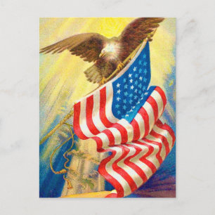 Carte postale patriotique Drapeau & Aigle USA