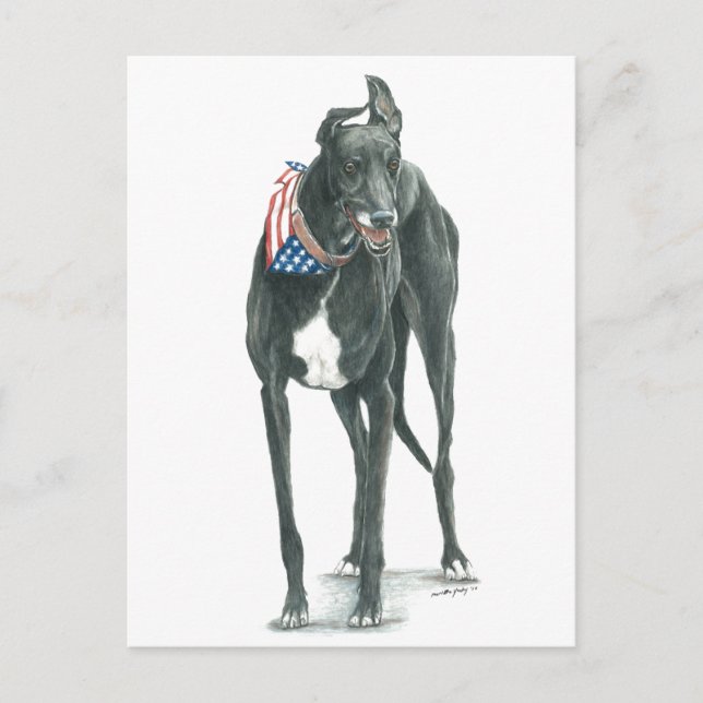 Carte postale Patriotique Greyhound Dog Art (Devant)