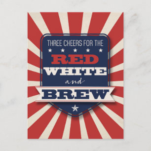 Carte Postale Patriotique Juillet 4 Rouge Blanc & Brew Custom