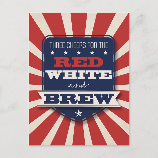 Carte Postale Patriotique Juillet 4 Rouge Blanc & Brew Custom (Devant)