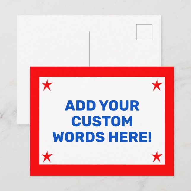 Carte Postale Patriotique personnalisé (Devant / Derrière)