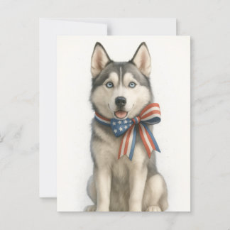Carte Postale Patriotique Sibérien Husky