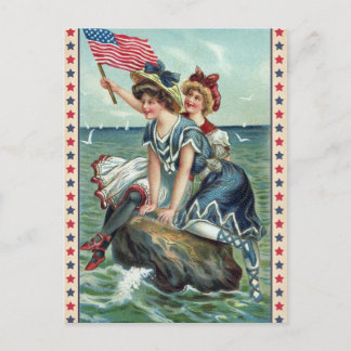 Carte postale patriotique vintage de femmes de