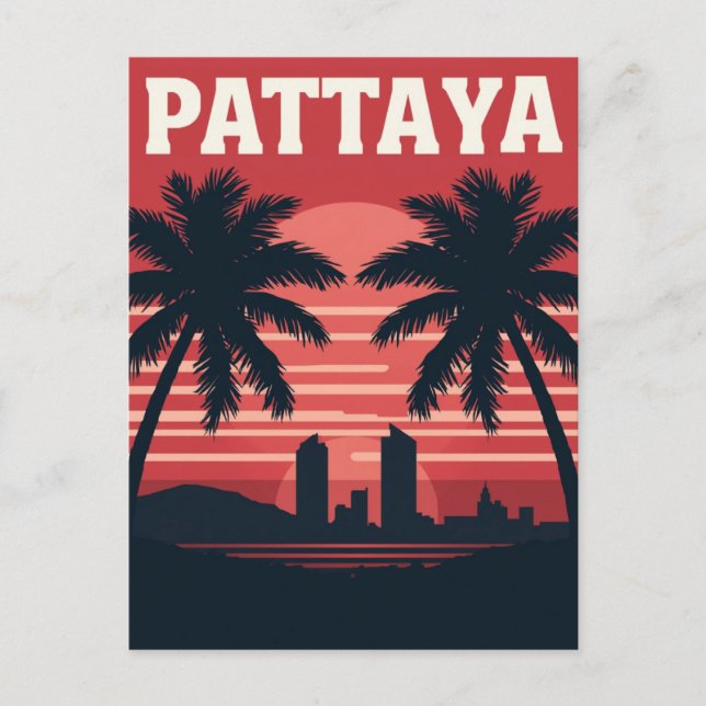 Carte Postale Pattaya Thailand Sunset Palm Trees (Devant)