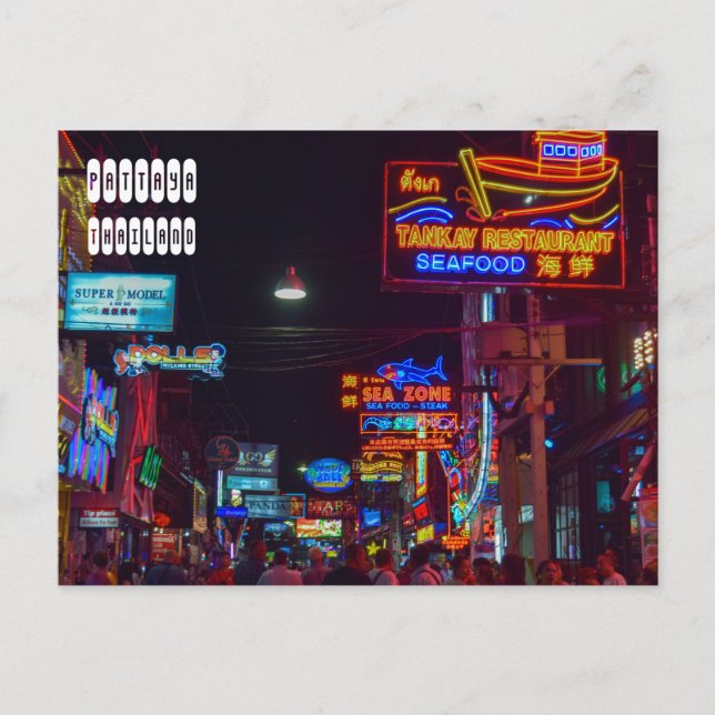 Carte Postale Pattaya Walking Street en Thaïlande (Devant)