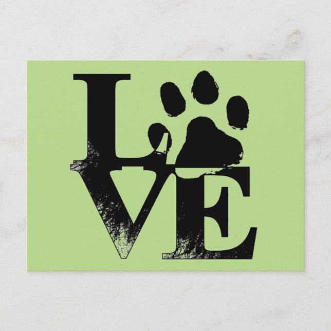 Carte Postale Patte d'animal familier dans l'AMOUR (Devant)