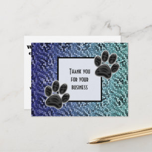 Carte Postale Patte d'animal peu coûteuse Merci pour votre entre
