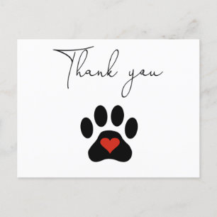 Carte Postale Patte de chien Merci personnalisé 