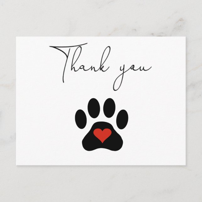 Carte Postale Patte de chien Merci personnalisé  (Devant)