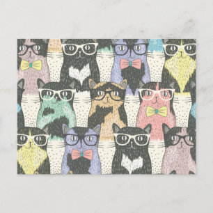 Carte Postale Patters de Cute Hipster Cats