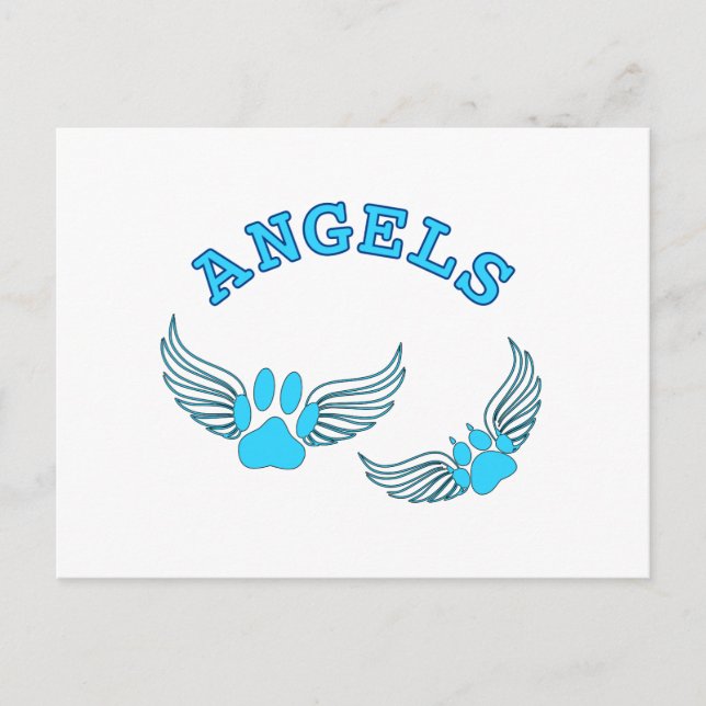 Carte Postale Pattes d'Animal de Compagnie Ange en Bleu (Devant)