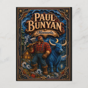 Carte Postale Paul Bunyan et Babe Minnesota Popcut Legends
