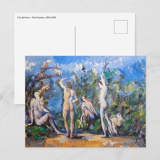 Carte Postale Paul Cezanne - Cinq Bathères (Devant / Derrière)