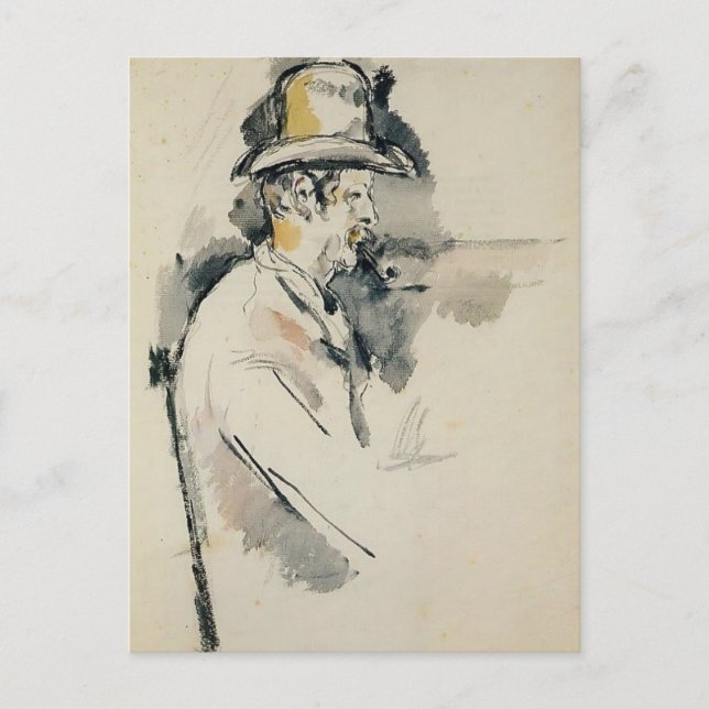 Carte Postale Paul Cezanne - Homme avec un tuyau (Devant)