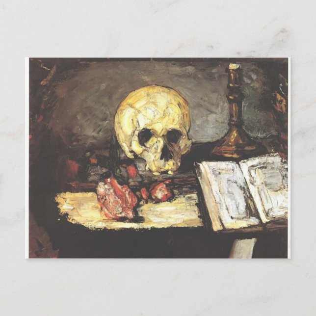 Carte Postale Paul Cezanne- Vie morte avec crâne, bougie & livre (Devant)