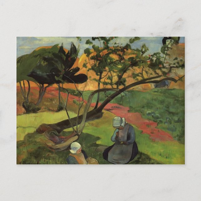 Carte Postale Paul Gauguin- Paysage avec deux bretonnes (Devant)