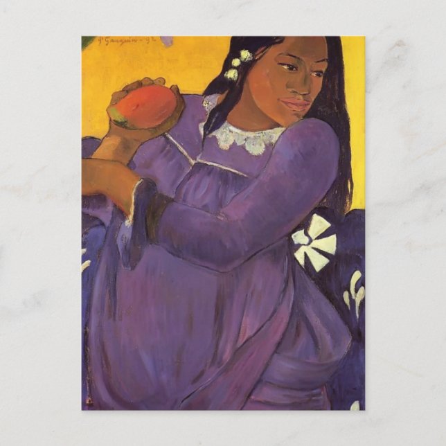 Carte Postale Paul Gauguin - Une femme avec un mangue (Devant)