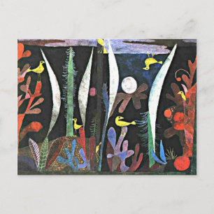 Carte Postale Paul Klee : Paysage avec peinture d'oiseaux jaunes