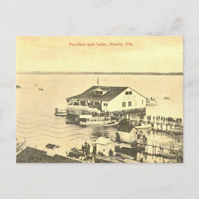 Carte Postale Pavillon du lac Eustis, Plorida, 1908 (Devant)