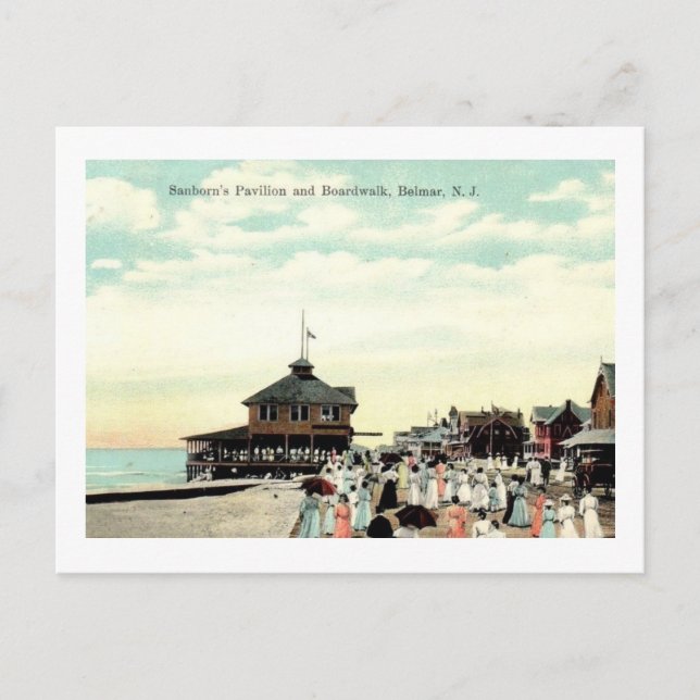 Carte Postale Pavillon Sanborn, Belmar, New Jersey Vintage (Devant)