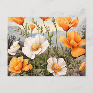 Carte Postale Pavot de Californie Floral délicat