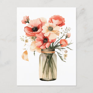Carte Postale pavots dans un bocal de mason