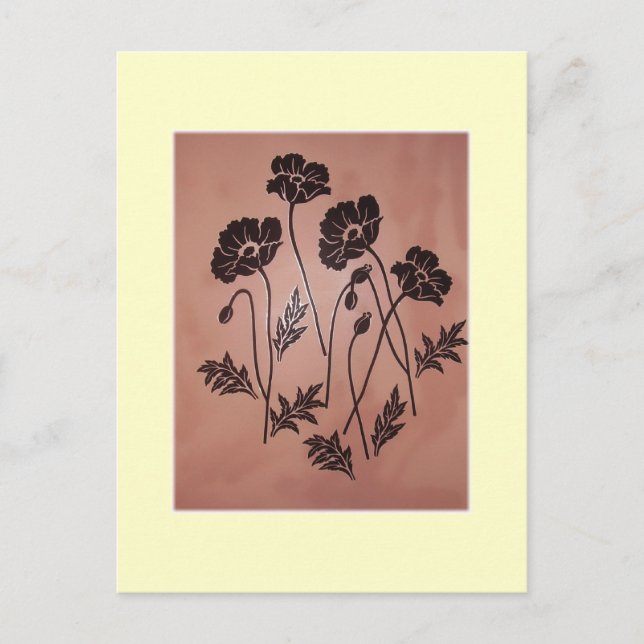 Carte Postale Pavots vintages de velours (Devant)