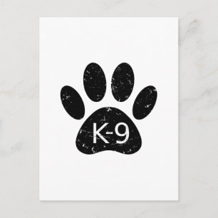 Carte Postale Paw Chien en Perdu Grunge K-9