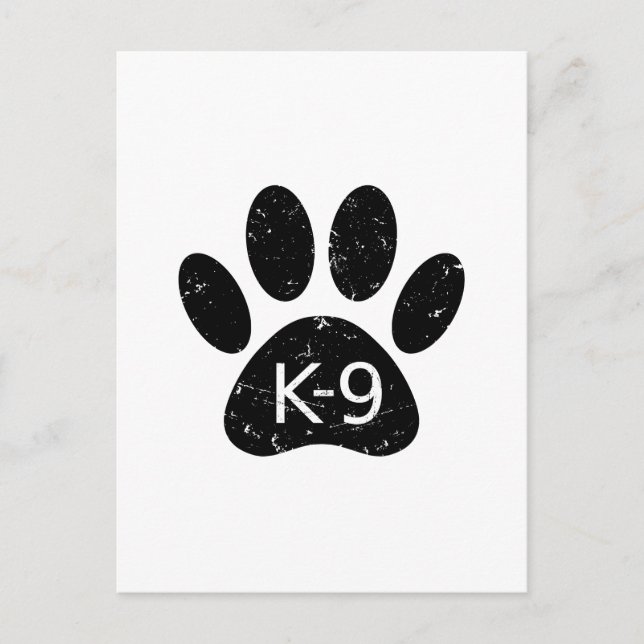 Carte Postale Paw Chien en Perdu Grunge K-9 (Devant)