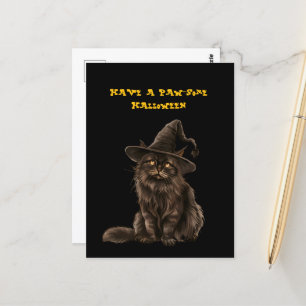 Carte Postale Paw-some Halloween Casquette de sorcière de chat n