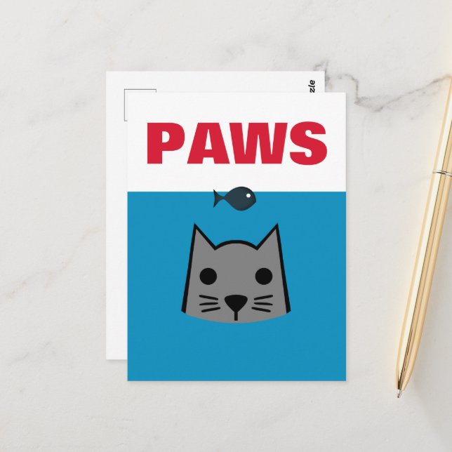 Carte Postale Paws, Chat (Devant/Arrière en situation)