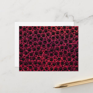 Carte Postale Paws Noires, Parties scintillant Rouge, Paws Chien