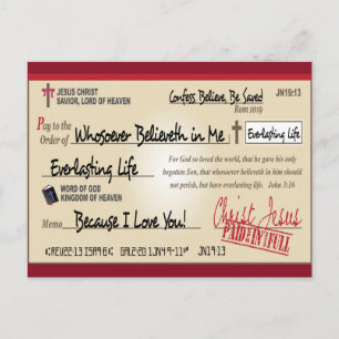Carte Postale Payé en entier sauvé par Jésus Check Christian