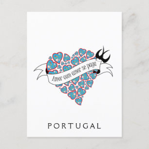 Carte Postale Payer l'amour avec l'amour illustré proverbe portu
