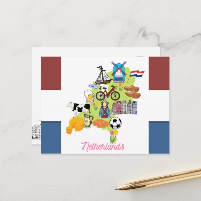 Carte Postale Pays-Bas (Devant/Arrière en situation)