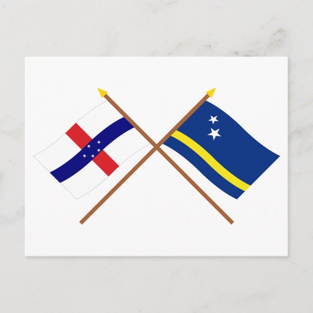 Carte Postale Pays-Bas Antilles et Curacao Croisés drapeaux (Devant)