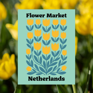 Carte Postale Pays-Bas Marché aux fleurs de Hollande Tulipe jaun