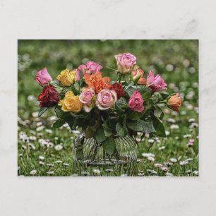 Carte Postale Pays Bouquet Rustique De Roses